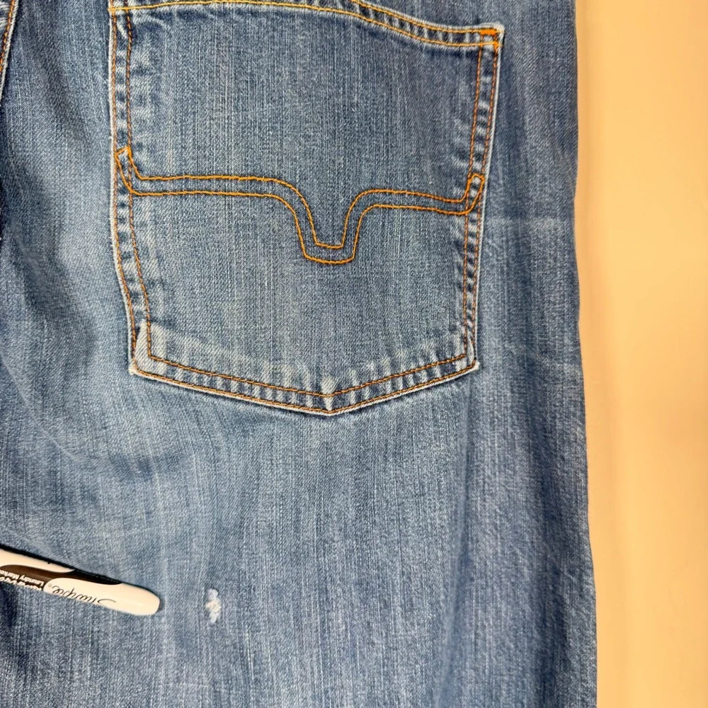 Kimes Ranch‎ Jeans Mens 36x38 Blue Cal Straight Leg Made in USA Distressed Denim